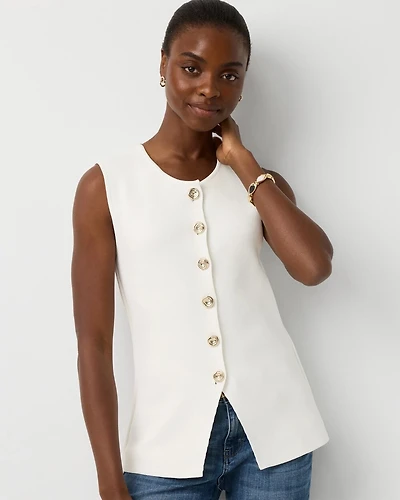 Button Front Longline Sweater Vest