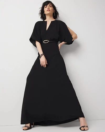 Petite Kimono Sleeve Crepe Gown