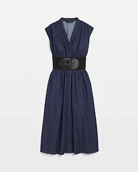 Tencel Belted Denim Midi Dress