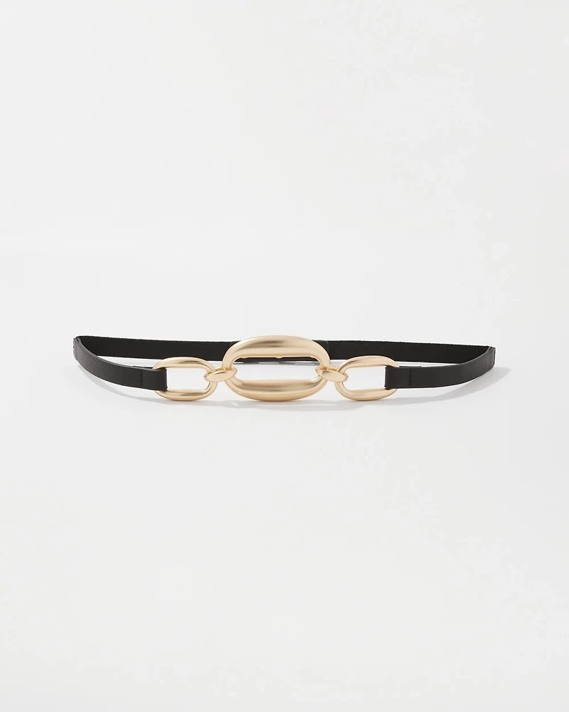 Links Faux Leather Skinny Belt