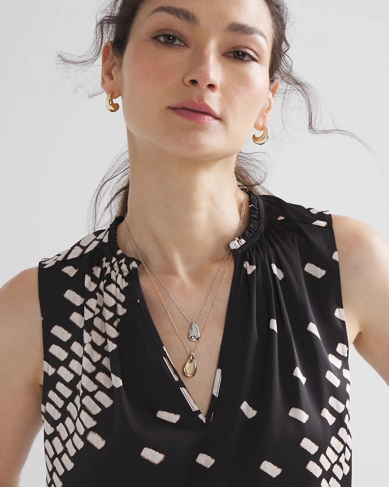 Sleeveless Ruched V-Neck Shell Top