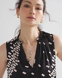 Sleeveless Ruched V-Neck Shell Top