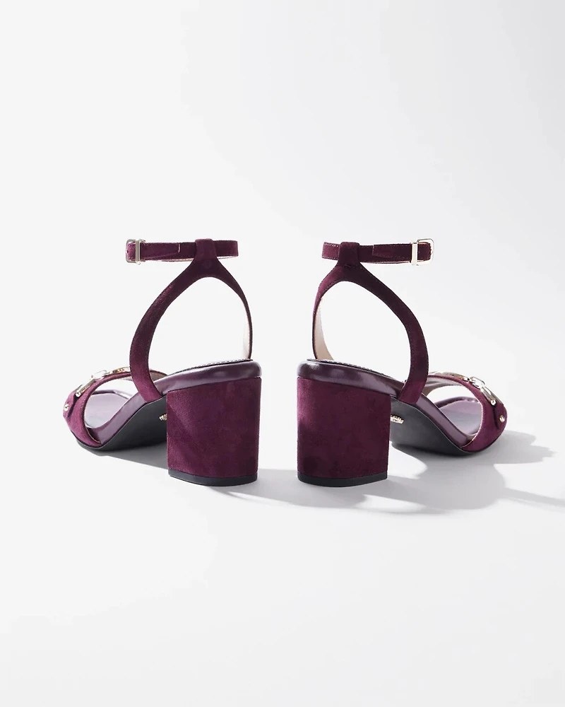 Suede Horsebit Heeled Sandal