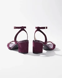 Suede Horsebit Heeled Sandal