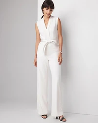 Petite Sleeveless Tie Waist Jumpsuit
