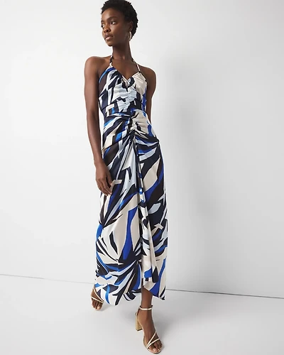 Satin Halter Maxi Dress