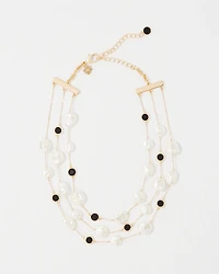 Black + White Multiple Strand Short Necklace