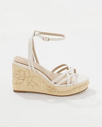 Embroidered Raffia Wedge
