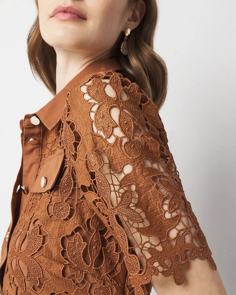 Petite Lace Shirt Dress