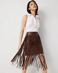 Fringe Faux Leather Skirt