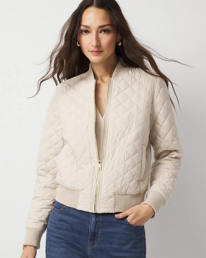 Petite Quilted Bomber Jacket