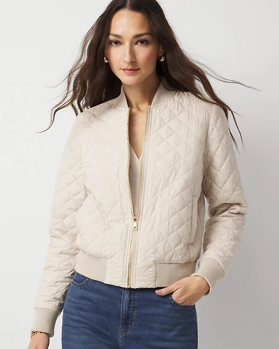 Petite Quilted Bomber Jacket