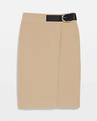 Belted Faux Wrap Skirt
