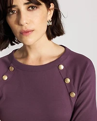 WHBM FORME™ Ribbed Stretch Button Long-Sleeve Tee