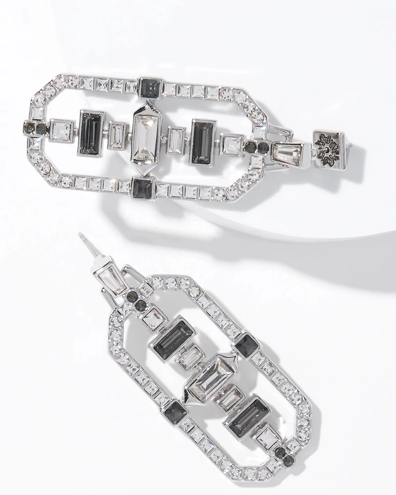 Art Deco Black Crystal Statement Earrings