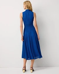 Mock Neck Knit Lace Midi Dress