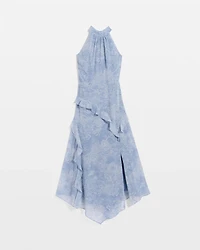 Ruffle Halter Midi Dress