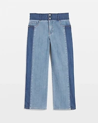 Extra High-Rise Colorblocked Wide Leg Cropped Jean