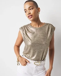 Gold Foil Braided Shoulder Tee