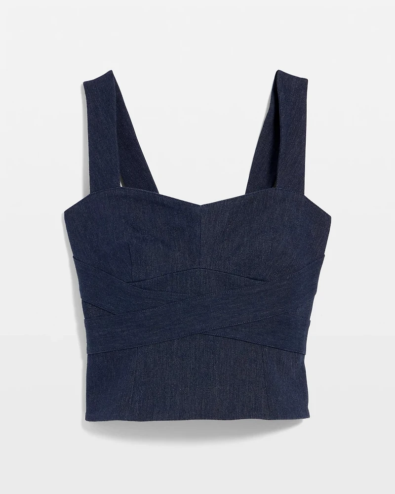 Denim-Look Wrap Detail Bustier
