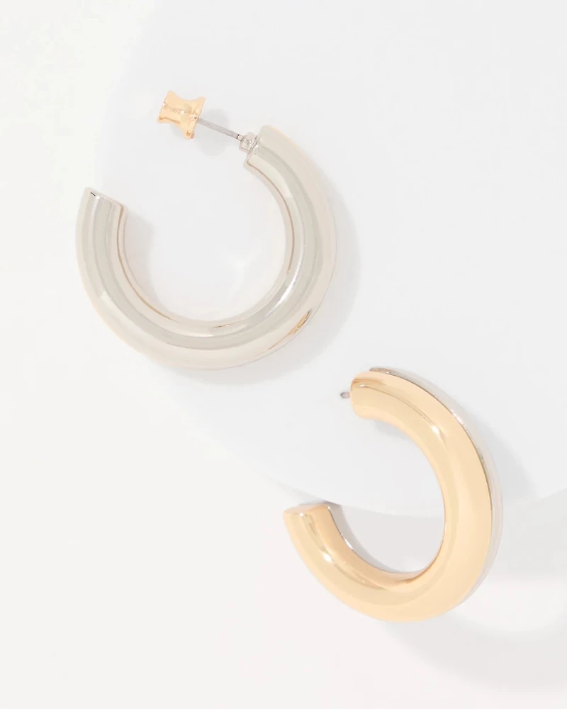 Mixed Metal Front to Back Hoop Earrings