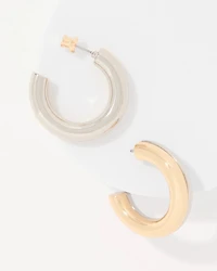 Mixed Metal Front to Back Hoop Earrings