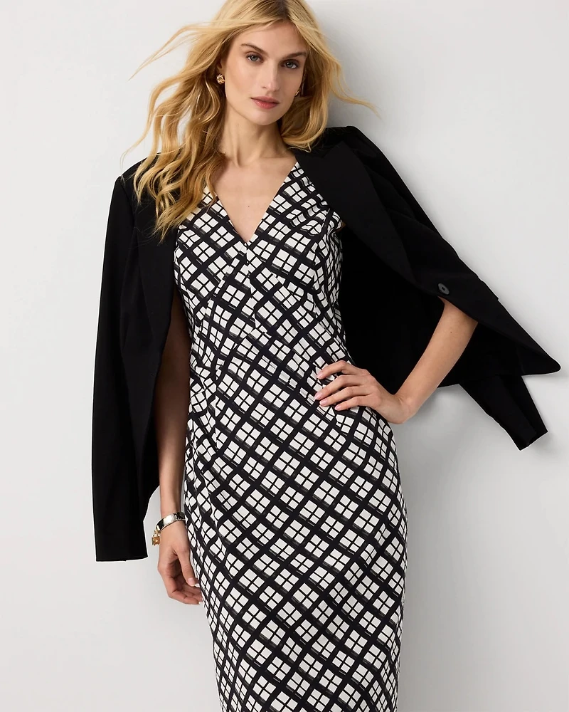 Petite Poplin V-neck Midi Dress