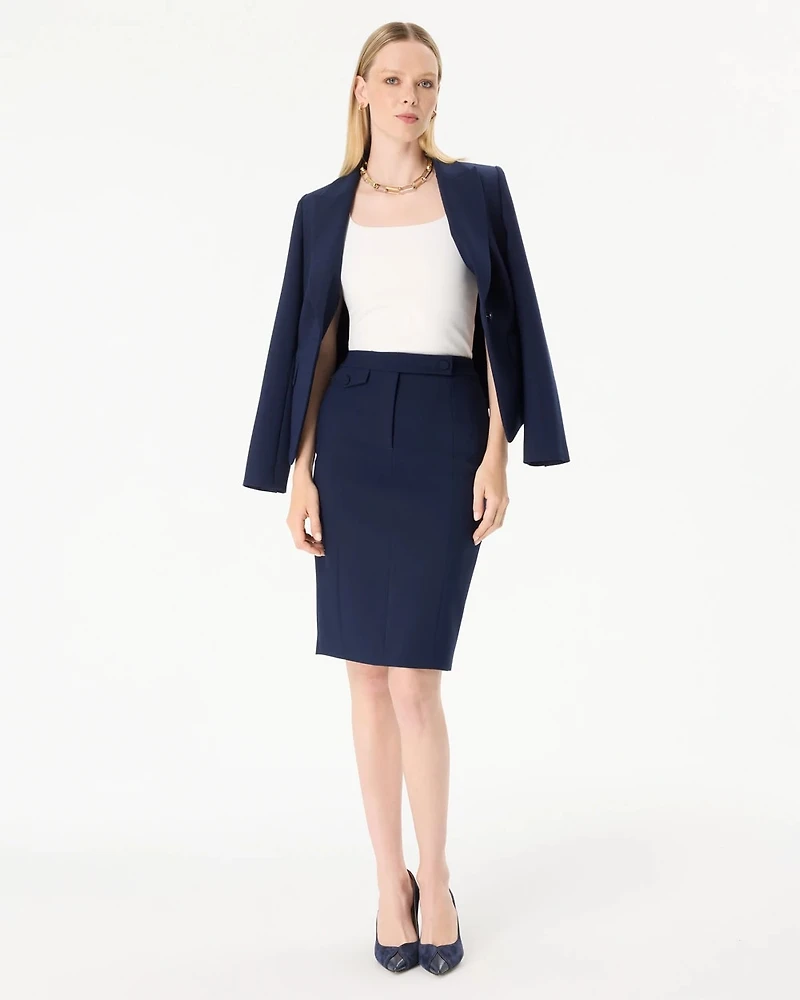 Luxe Stretch Extended Tab Pencil Skirt