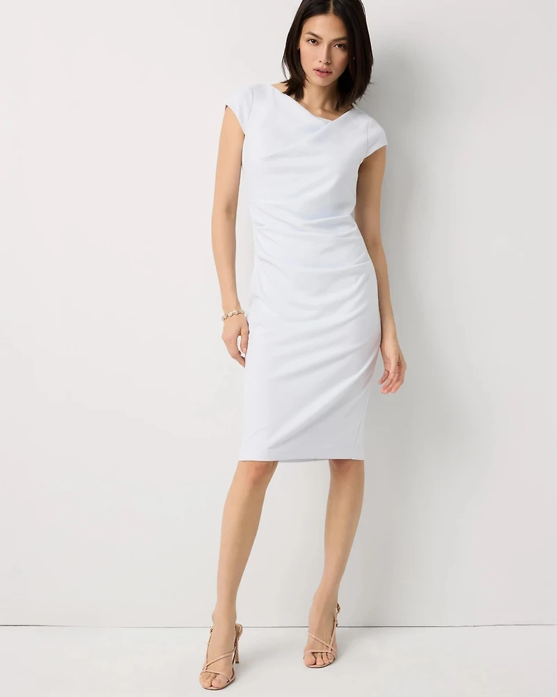 Cap Sleeve Draped Sheath Dress
