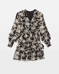 Petite Long Sleeve V-neck Mini Dress