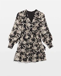 Petite Long Sleeve V-neck Mini Dress