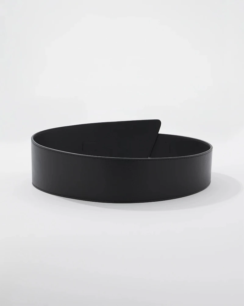 Faux Leather Asymmetrical Wide Belt