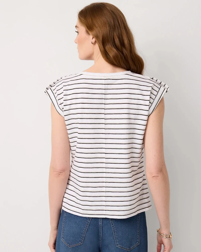 V-Neck Tee with Epaulets