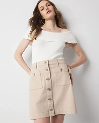 Petite Striped Patch Pocket A-Line Skirt