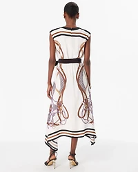 Handkerchief Hem Crepe Midi Dress