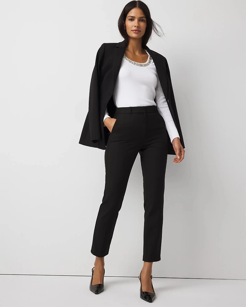 Rhinestone Scoop Neck Rib-Knit Tee