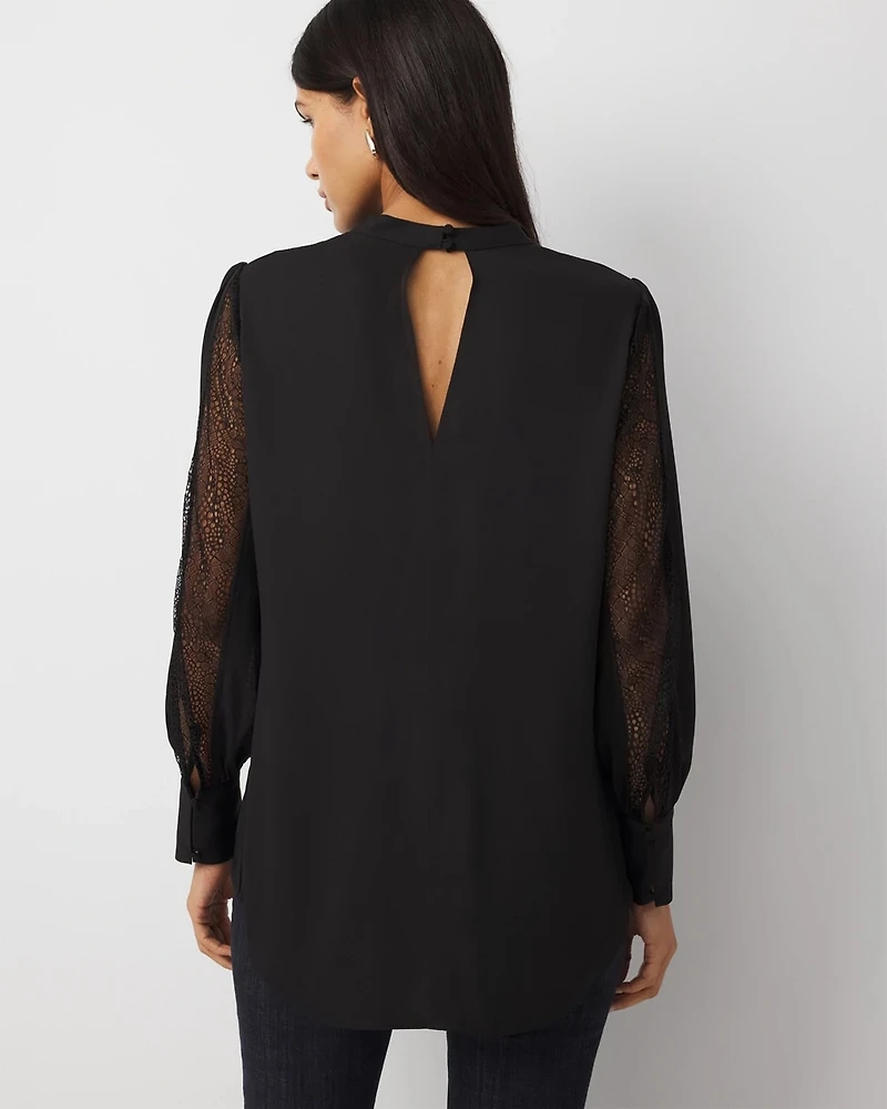 Lace + Crepe Blouse