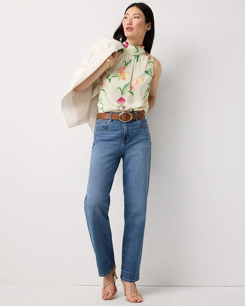 Bow Back Satin Halter Blouse
