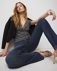 Mesh Ruched Surplice Top