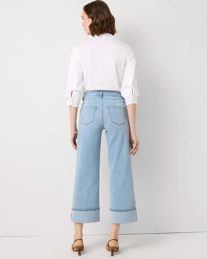 Cuffed High-Rise Wide Leg Crop Jean
