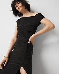 Petite One-Shoulder Ruched Maxi Dress