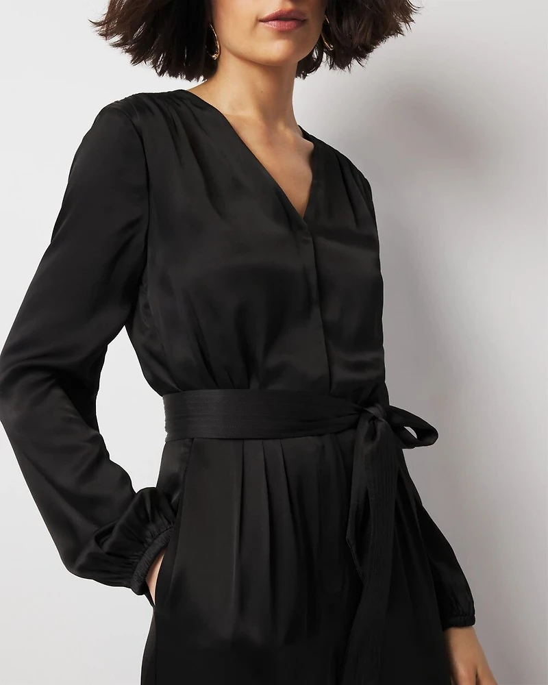 V-Neck Satin Jumpsuit