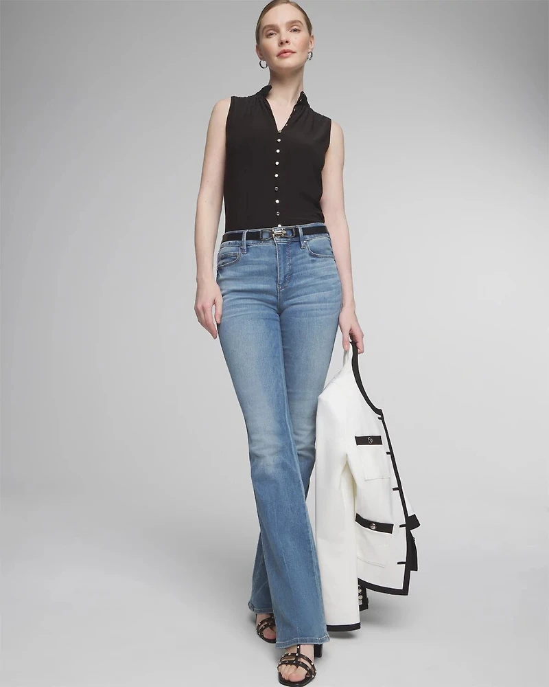 Matte Jersey Button Front Shell Top