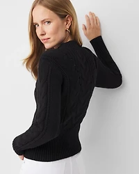 Cabled Mock Neck Pullover Sweater