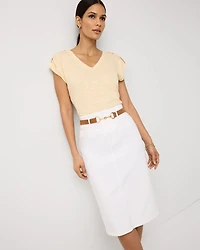 V-Neck Tee with Epaulets