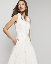 Sleeveless Utility Collar Midi Dress