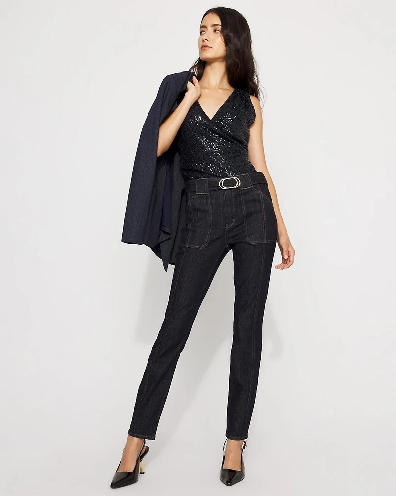 Belted High Rise Skinny Jean