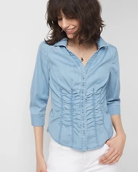 Elbow-Sleeve Ruched Detail Shirt