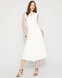Twist-Neck Cutout Midi Dress