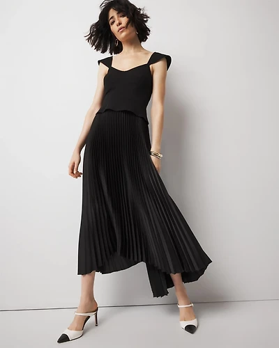 Petite Corset Pleated Midi Dress